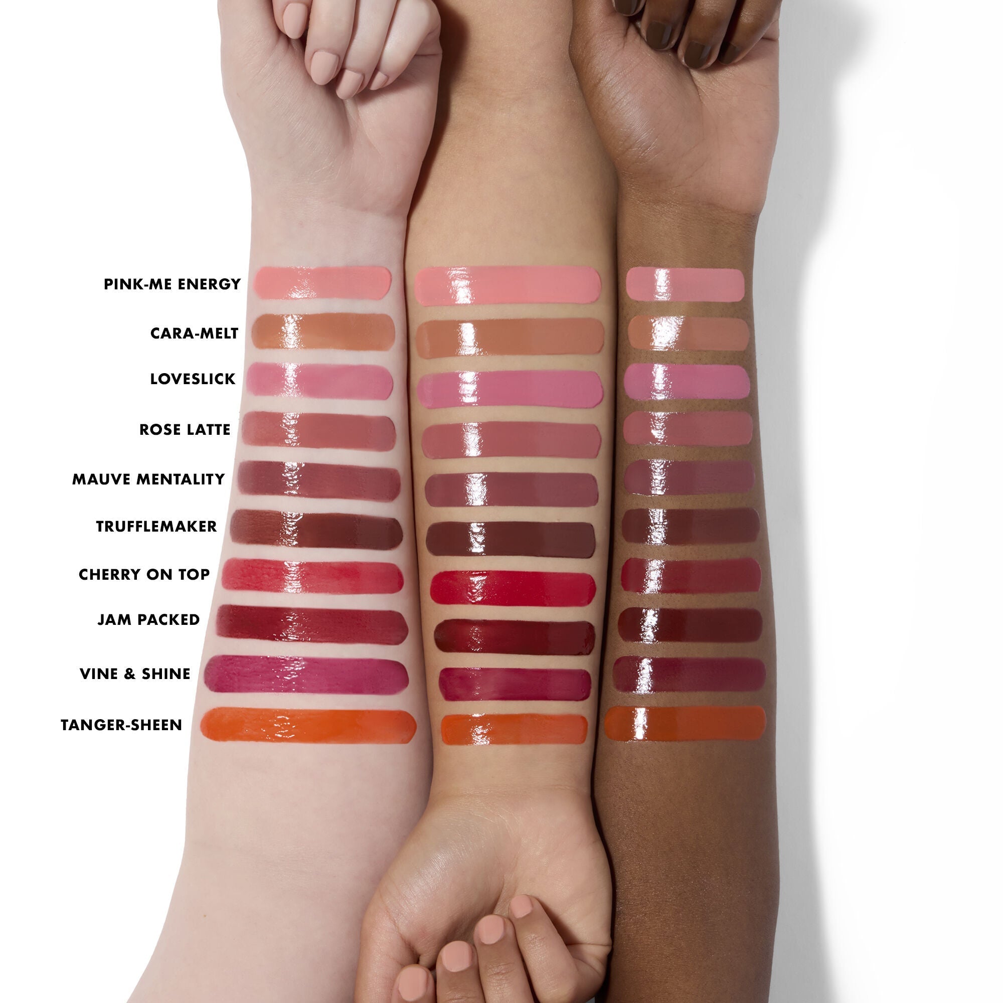 Glow Reviver Slipstick Lip Oil Stick Arm Swatches Shade Chart